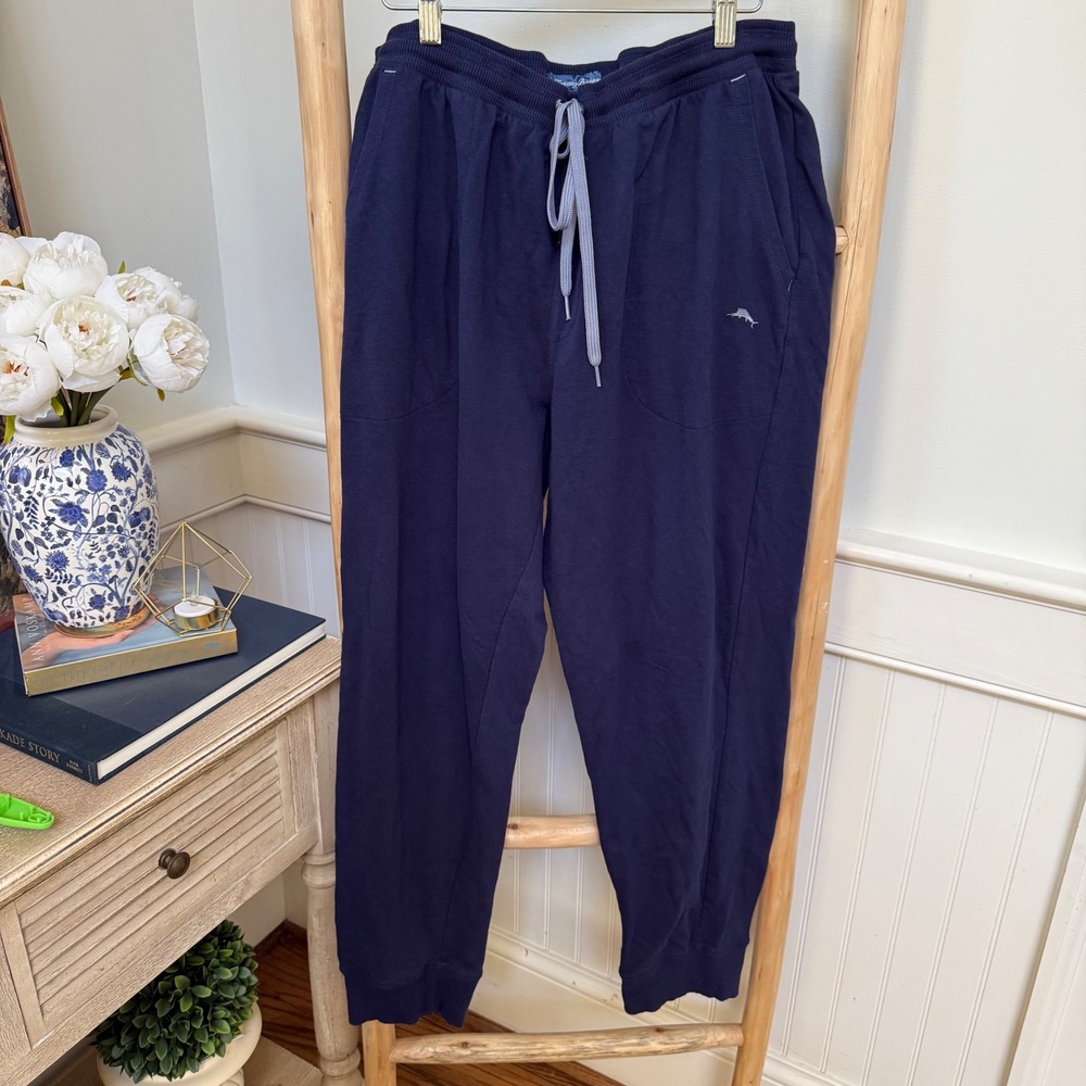 Tommy Bahama Mens Lounge Pants Navy Blue Jogger Pajama Sleepwear Marlin Logo XL